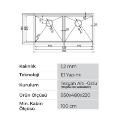 Crauf Vertice 4895 Pvd İkiz Eviye Bakır Renk (537.1424.4895.24) - 2