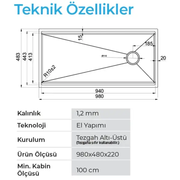 Crauf Vertice 4898 Eviye Mat Gri Renk (530.1425.4898.24) - 2