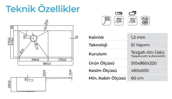 Crauf Via Lattea 6172 Pvd Eviye Bakır Renk Sağ (533.2424.6172.22) - 2