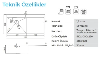Crauf Via Lattea 6174 Pvd Eviye Füme Renk Sağ (533.2422.6174.22) - 2