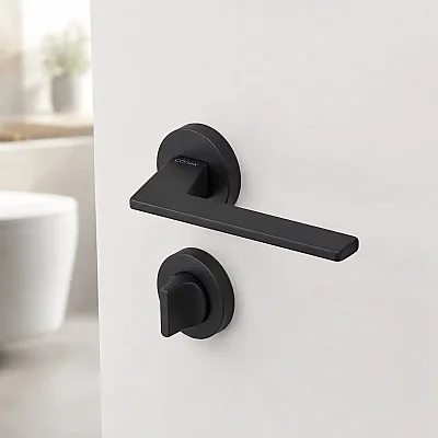 Via Modeli Rozetli Wc Kapı Kolu Mat Siyah (115110103503)  - Çebi (1)