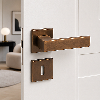 Zera-S Modeli Rozetli WC Kapı Kolu Metalik Bronz (115110105913) - Çebi
