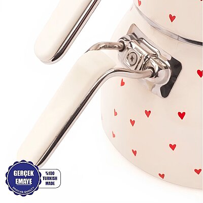 Cupid Kalp Desenli Emaye Çaydanlık Takımı (EMAY14) - 4
