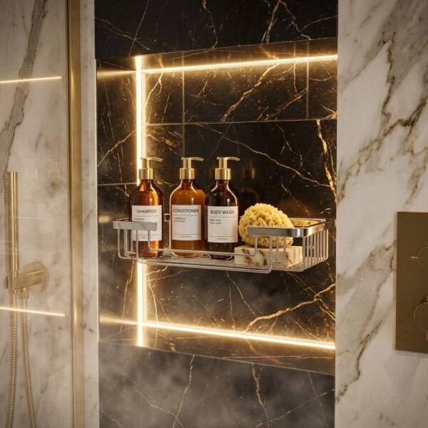 Defne 15x25 Tekli Krom Banyo Şampuanlık Sabunluk Süngerlik (191 1525) - 1