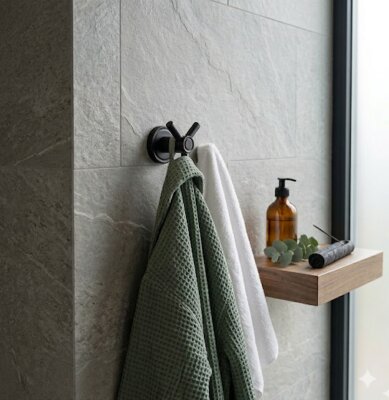 Defne Aster İkili Bornozluk Siyah (205 20 S) - Defne Banyo