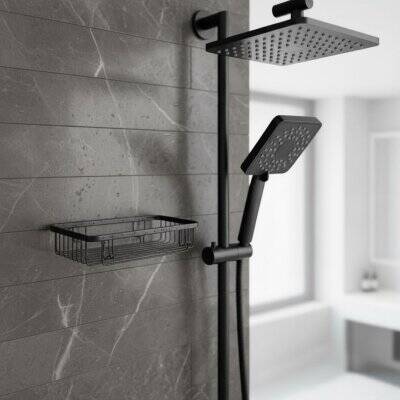 Defne Banyo 15x25 Tekli Krom Banyo Şampuanlık Sabunluk Süngerlik Siyah Renk (191 1525 S) - 2