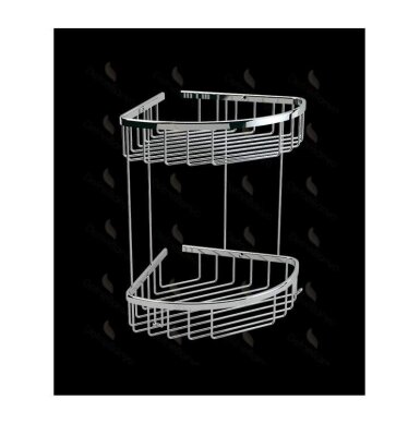 Defne Banyo 22*22 İkili Oval Krom Banyo Köşe Rafı (122 22) - Defne Banyo (1)