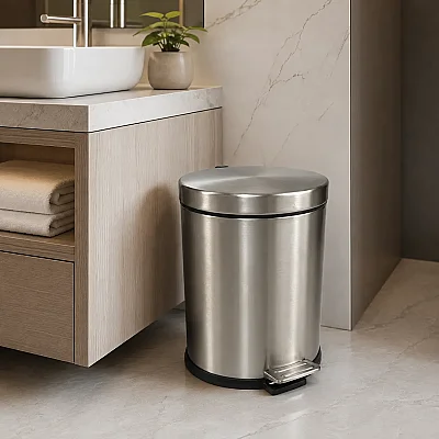 Defne Banyo Çelik 5 Lt Pedallı Saten Çöp Kovası (156505) - 1