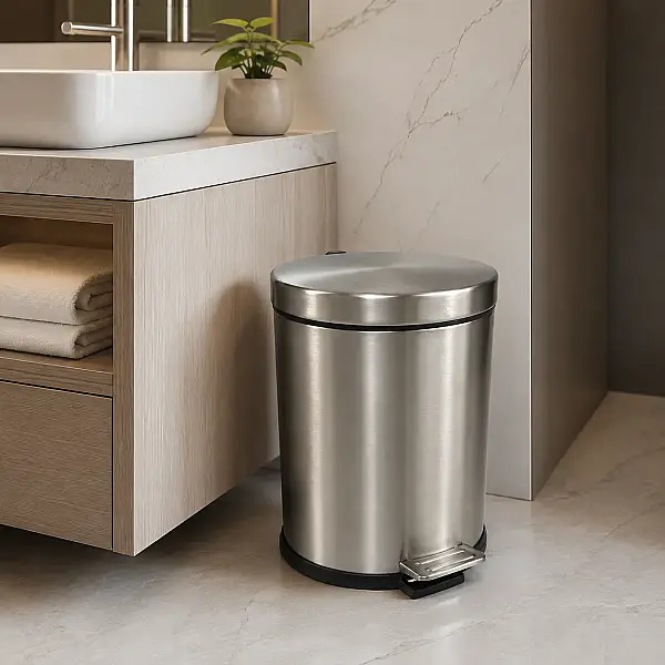 Defne Banyo Çelik 5 Lt Pedallı Saten Çöp Kovası (156505) - 1