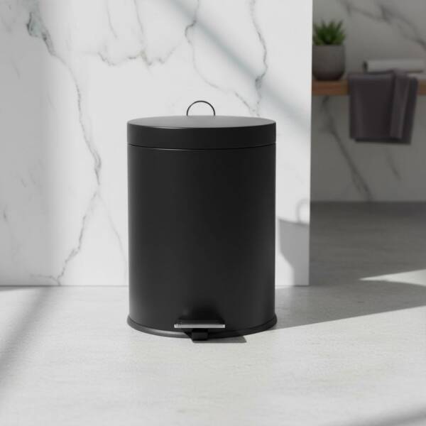 Defne Çelik 5 Lt Pedallı Siyah Çöp Kovası (156005) - 1