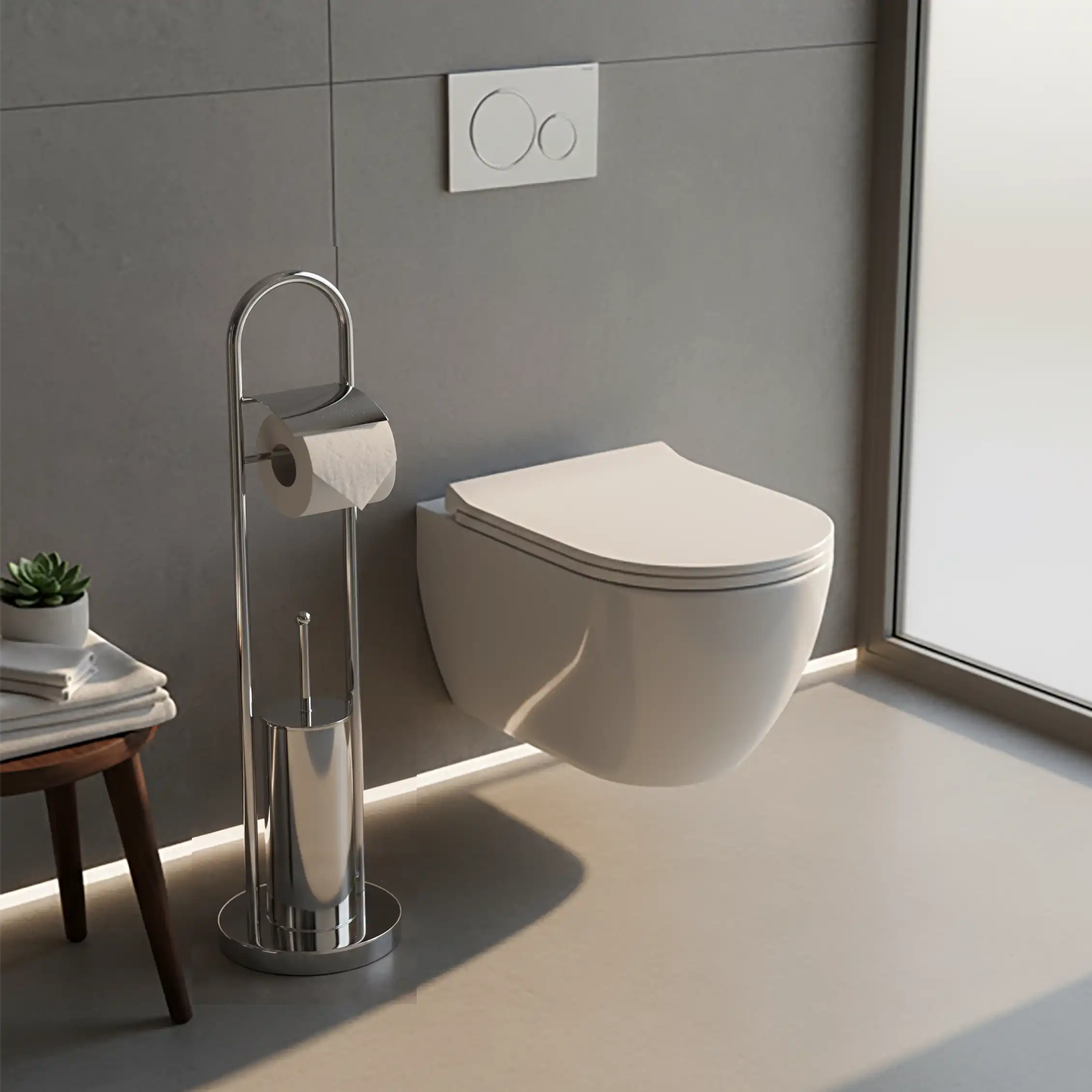 Defne Banyo Çınar Serisi Ayaklı Kolon Set Krom (5914) - 2