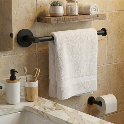 Defne Banyo Gül Yatay Havluluk Siyah Renk (204 35 S) - Defne Banyo