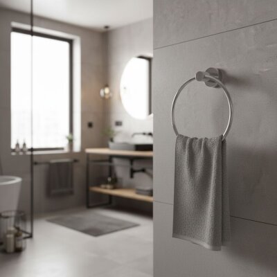 Defne Gardenya Krom Halka Havluluk (703 13) - Defne Banyo