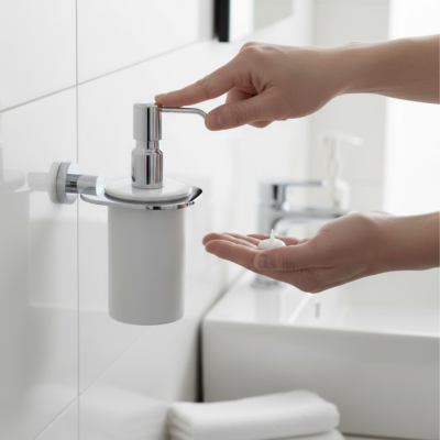 Defne Gardenya Krom Porselen Sıvı Sabunluk (702 53) - Defne Banyo