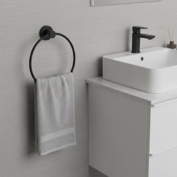 Defne Gardenya Yuvarlak Havluluk Siyah (703 13 S) - (DEF282) - 1