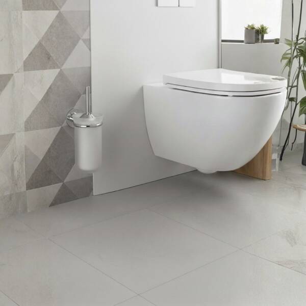 Defne Gül Uzun Duvara Monte Cam Klozet Fırçalığı Krom (202 70) - (DEF24) - 1