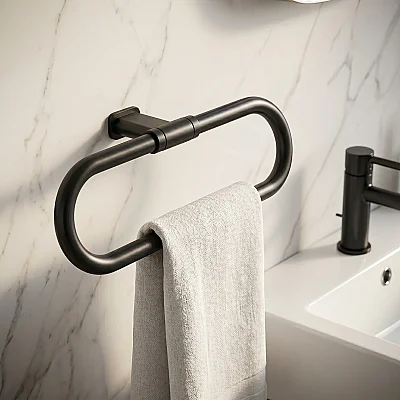 Defne Lotus Yuvarlak Havluluk Siyah (803 10 S) - 1