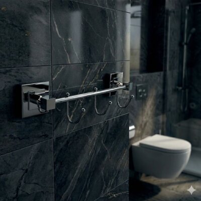 Defne Menekşe Krom 3Lü Kancalı Havluluk Askı (300 30) - Defne Banyo