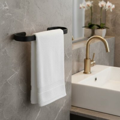 Defne Banyo Sarmaşık Yuvarlak Havluluk Siyah Renk (103 15 S) - Defne Banyo