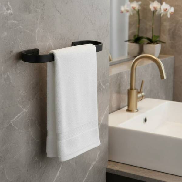 Defne Banyo Sarmaşık Yuvarlak Havluluk Siyah Renk (10315S) - 1