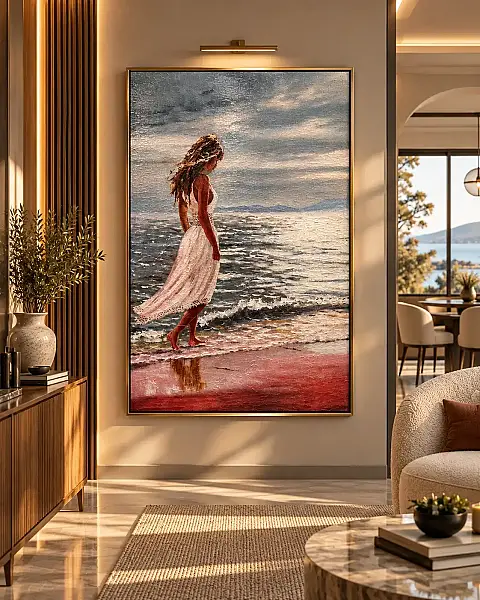 Deniz Kıyısında Kadın Figürlü Tablo 70*100 (DC1-LS3114) - 1
