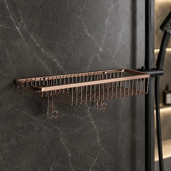 System Banyo Diktörtgen Duş Rafı Rose Renk 45 cm (BA3013 044 RS) - 3