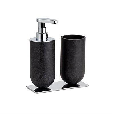 Diş Fırçalığı/Sıvı Sabunluk Siyah/Krom Renk 206x89x170 mm (BA2026 022 R2-CR) - System Banyo