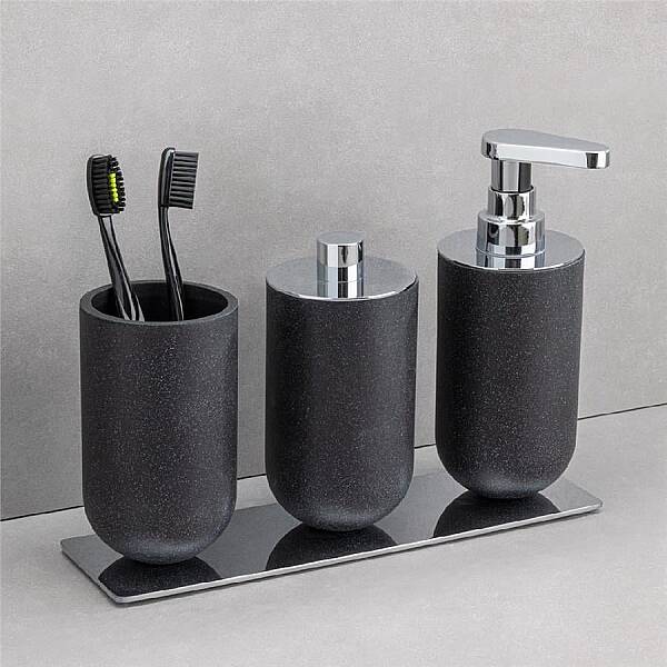 Diş Fırçalığı/Sıvı Sabunluk Siyah/Krom Renk 206x89x170 mm (BA2026 022 R2-CR) - 2