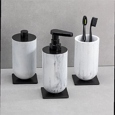 System Banyo Diş Fırçalık Mermer Deseni/Siyah Renk 143x75x75 mm (BA2026 007 R3-AL6) - System Banyo (1)