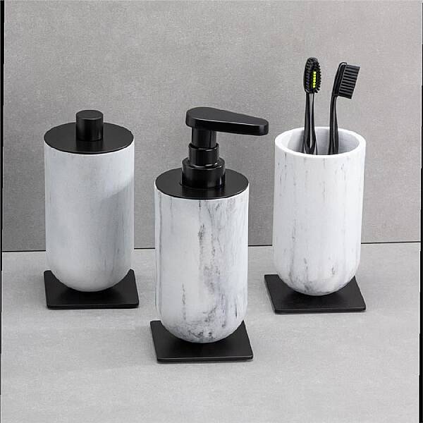 System Banyo Diş Fırçalık Mermer Deseni/Siyah Renk 143x75x75 mm (BA2026 007 R3-AL6) - 2