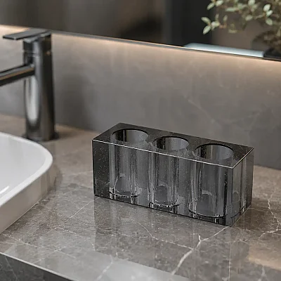 Diş Macun Tutacağı Cam Gri (KBW40004) - Vitale Banyo (1)