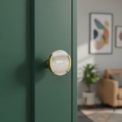 Doğal Taş Kulp Mat Sarı/Kum Rengi 38mm (KV CK 108S) - Kavaliers