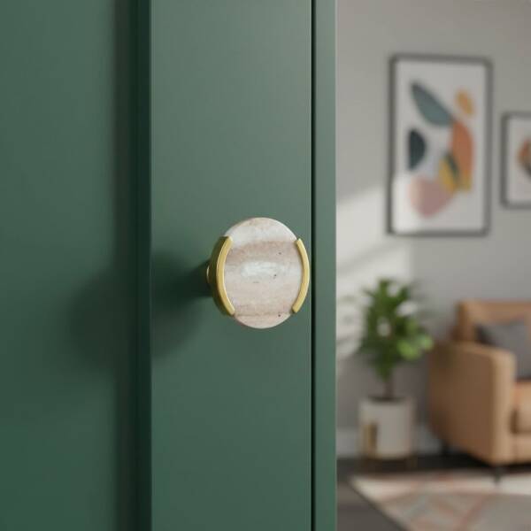 Doğal Taş Kulp Mat Sarı/Kum Rengi 38mm (KV CK 108S) - 1