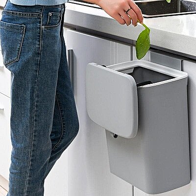 Dolap Kapağına Asılabilir Gri Çöp Kutusu 15 Litre - SESE