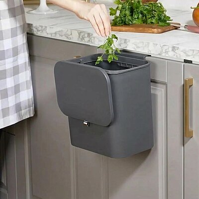 Dolap Kapağına Asılabilir Gri Çöp Kutusu 15 Litre - SESE (1)