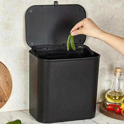 Dolap Kapağına Asılabilir Siyah Çöp Kutusu 15 Litre - 5