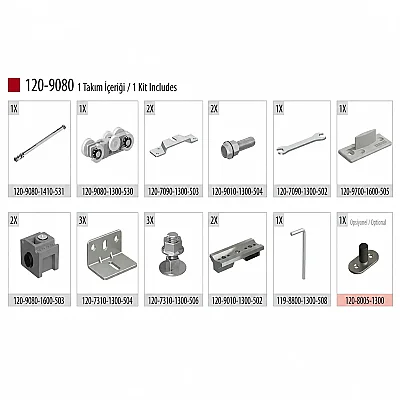 DoorSlide 9080 - 120 KG Çift Yöne Sürme Kapı Sistemi (120-9080-1410) - Albatur (1)