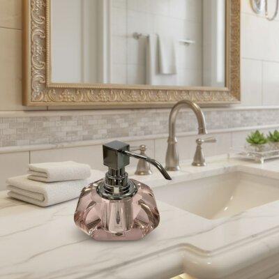 Decor Walther Tezgah Üstü Kristal Sıvı Sabunluk Krom/Pembe Renk (A.1DW.KRSSP/CRP) - Decor Walther