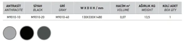 Elant Yandan Bağlı Ütü Masası Antrasit Renk (M9010-10) - 2
