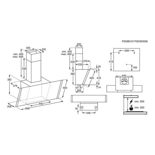 Electrolux Siyah Duvar Tipi Cam Davlumbaz 90cm Seri Sonu (EFV90657OK) - 6