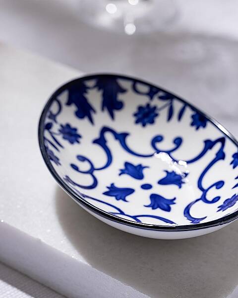 Ellis Oval Tabak Mavi/Beyaz 15 cm (AMZ55) - 1