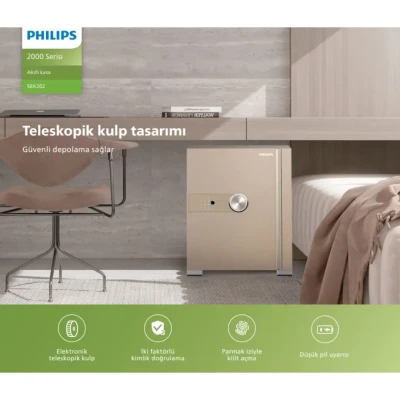 Philips SBX202 Akıllı Güvenlik Kasası Büyük 60Kg Boy Gri Renk (EP.SBX.202.6C0.R005) - 2