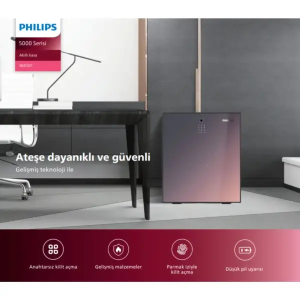 Philips SBX501 Akıllı Güvenlik Kasası 87Kg Mor Renk (EP.SBX.501.5C0.R009) - 2