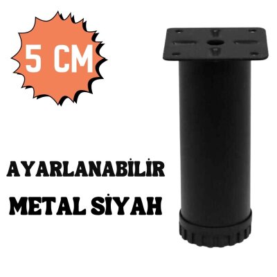 Eroğlu Plastik Bingolu Siyah Metal Ayak 5cm Çap:42mm Mobilya Ayağı (401-04-5-02/1) - Eroğlu