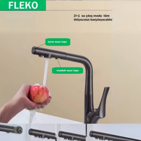 Fleko Miranda Spiralli Arıtmalı Mutfak Bataryası Antrasit Renk (12420150) - 2