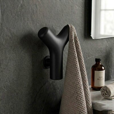 Gedy Gio İkili Bornoz Askısı Mat Siyah (A.1IBB.GI08/N) - Gedy