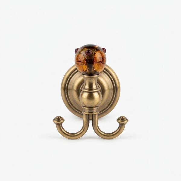 Gedy Murano İkili Bornoz Askısı Amber/Altın (A.1IBB.MU08/O) - 2