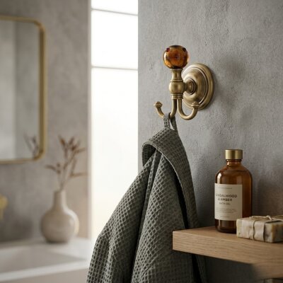 Gedy Murano İkili Bornoz Askısı Amber/Altın (A.1IBB.MU08/O) - Gedy