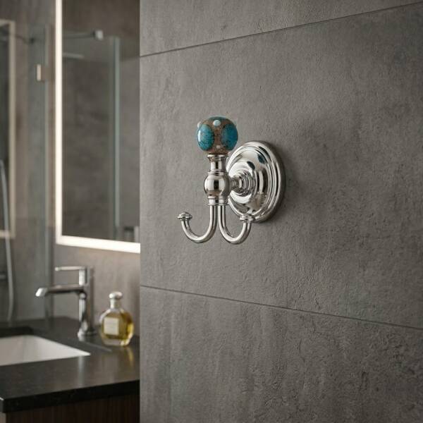 Gedy Murano İkili Bornoz Askısı Turkuaz/Krom (A.1IBB.MU08/CR) - 1