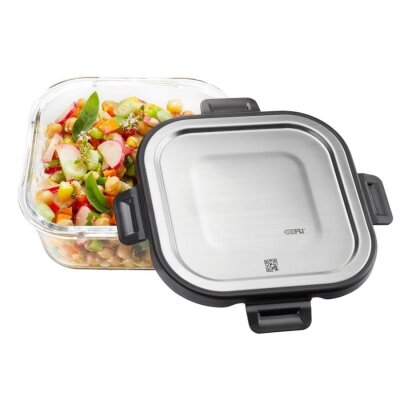 Gefu Milo Paslanmaz Çelik Kapaklı Gıda Saklama Kabı Kare 800 ml (GF 12757) - Gefu